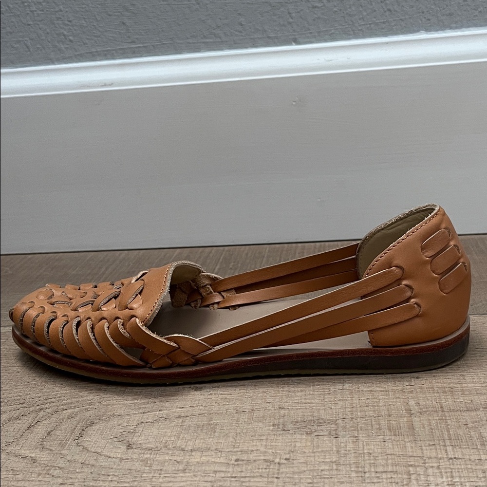 Nisolo Tan Woven Leather Huarache Flats - Picture 9 of 15